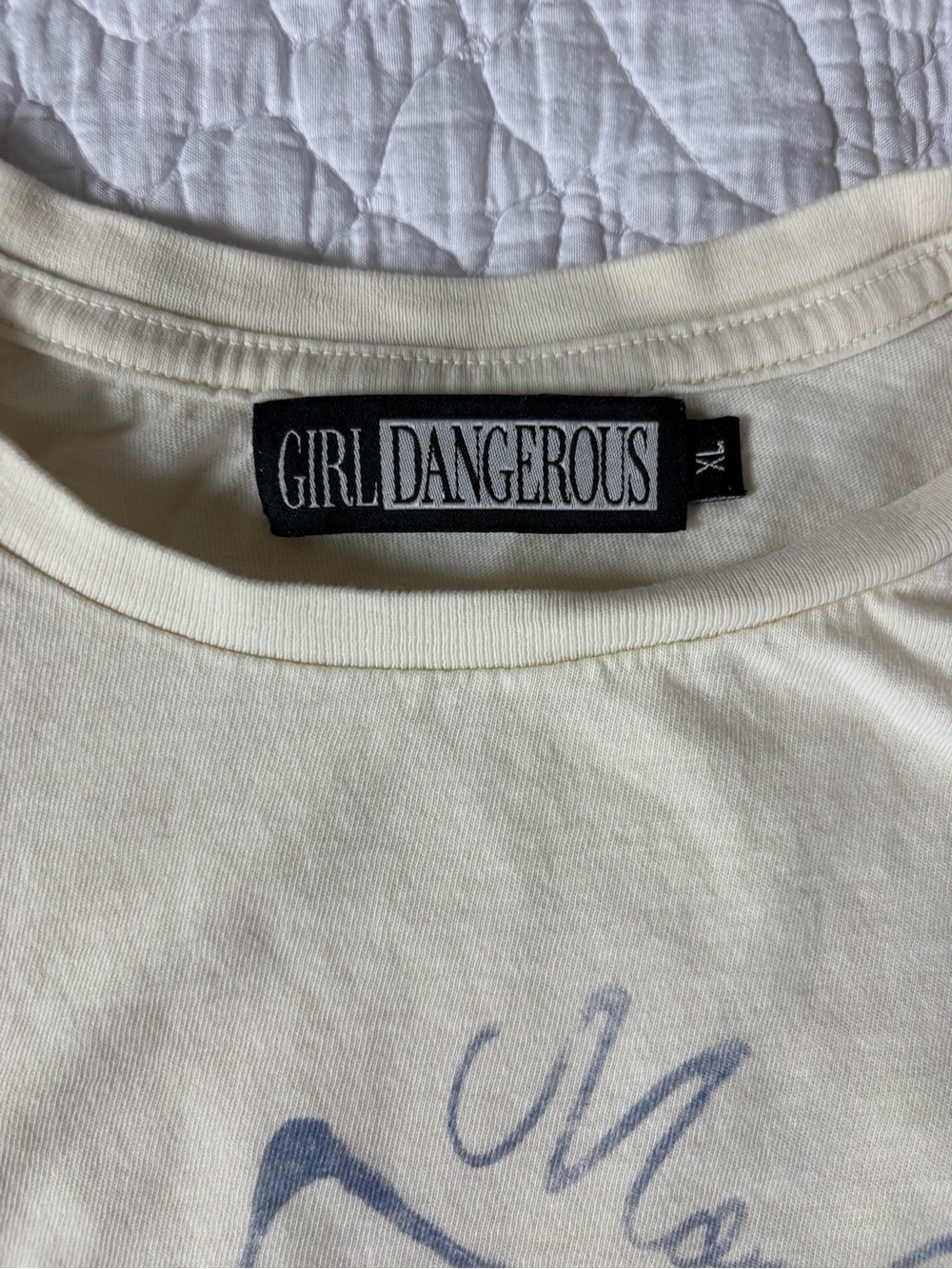Girl Dangerous Cream Crop Top with Subtle Graphic